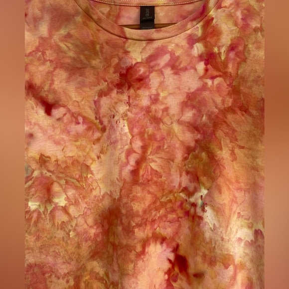 SIZZLING Sunset Ice Dyed T-Shirt GILDAN Handmade NEW Medium Orange Blend Unisex - Picture 5 of 11